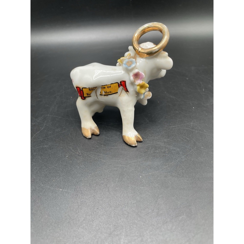 Vtg Made In Japan Cow With Halo And Flowers Figurine - Picture 4 of 6